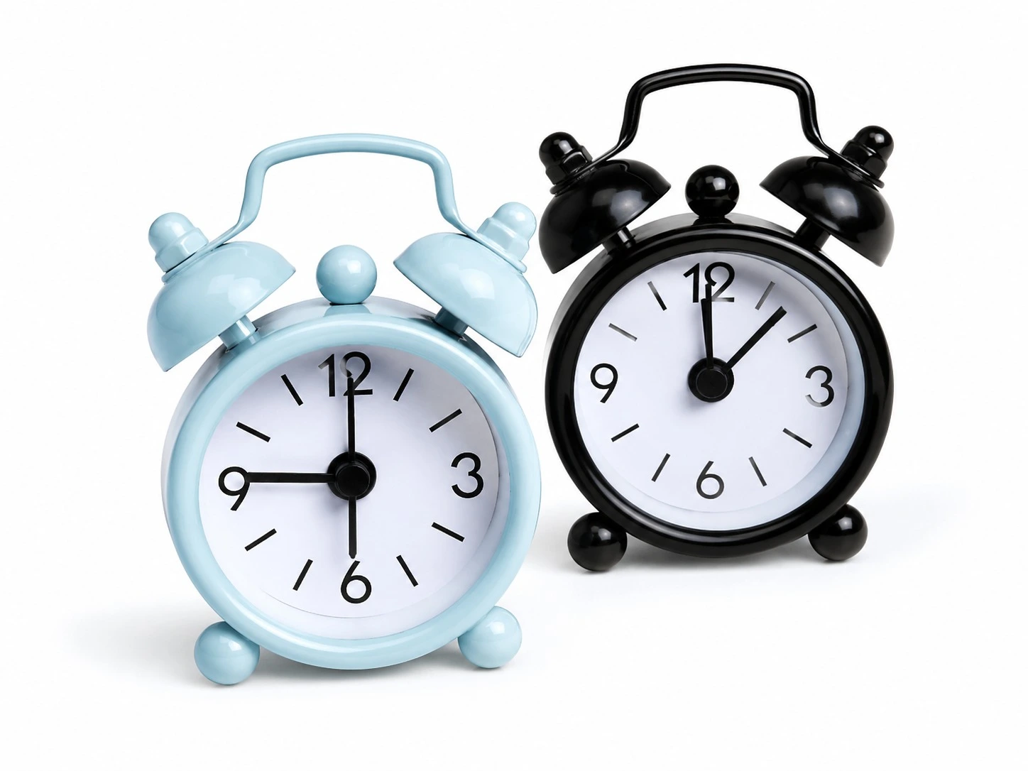 Mini Twin Bell Alarm Clock (pack Of 2) | Vintage Analog Table Clock | Decorative Desk Clock | Cute Retro Alarm Clock For Bedroom, Office & Study Table | Blue & Black