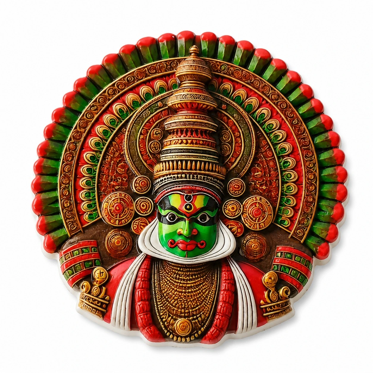 Traditional Kathakali Fridge Magnet | Kerala Cultural Souvenir | Polyresin Refrigerator Magnet | Home & Kitchen Decor | Gift Item