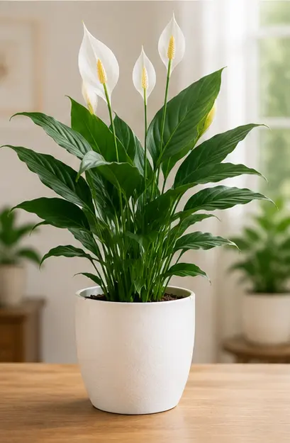 Live Peace Lily Or Spathiphyllum Plant Indoor Outdoor Plant Air Purifier Oxygen Supplier Good Luck With Round Pot For Living Room/bedroom/house/office (peace Lilly) (single Peace Lilly)